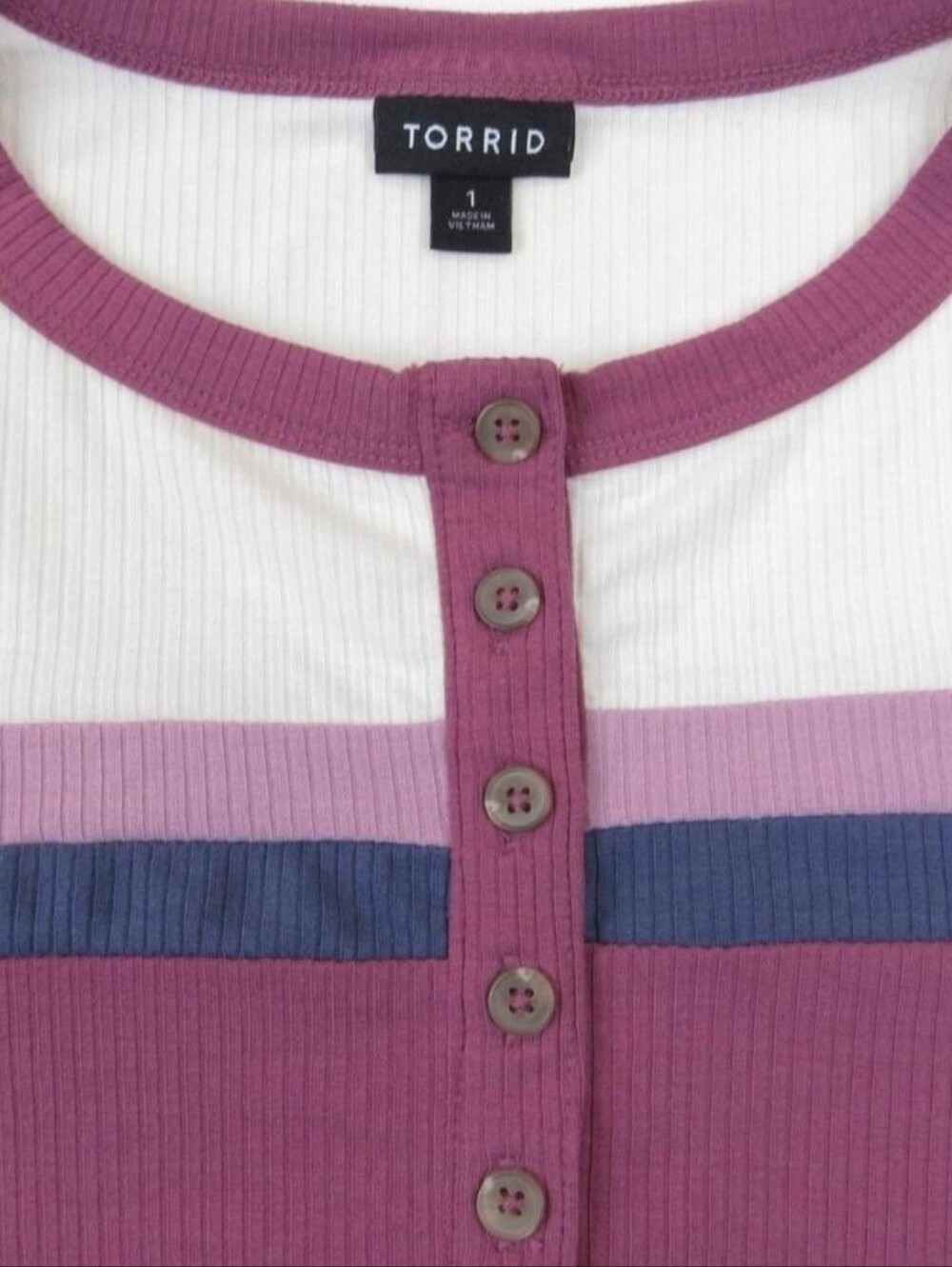 Torrid Ribbed Button Henley Top in Raspberry Pink - Picture 3 of 6